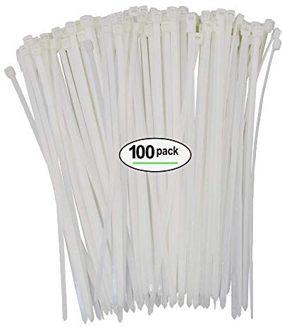 UKCable-Ties Cable Ties 370mm x 7.6mm Natural/White Nylon Plastic Zip Tie Wraps - Pack of 100