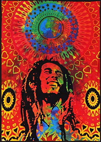 FUTURE HANDMADE Bob Marley Mehrfarbig Poster Wandteppich Indische Wandtuch Tapestry Wandbehang Boho Wandteppiche für Heimdeko Wohnzimmer und Schlafzimmer - 76 x 102 cm