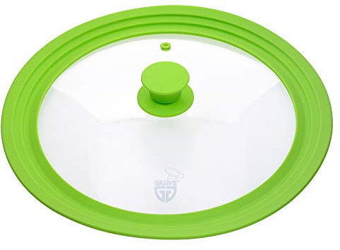 GRÄWE Universal-Glasdeckel Grün 28-32 cm, für Kochtöpfe und Pfannen, gehärtetes Glas, Silikongriff, mit Dampfaustritt