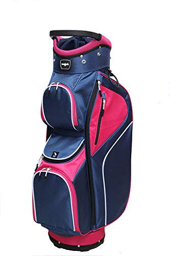 BAFEYU Majek Ladies Navy Blue Pink Golf Bag 9 inch 14-Way Friendly Separator Top