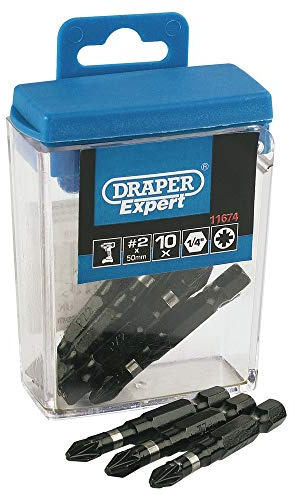 Draper 11674 No. 2 PZ x 50mm Type Impact Bits (10 Piece)