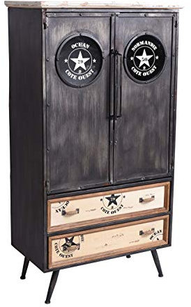 Wäscheschrank „LOS Angeles LOFT“ – Industrial Schrank | Holz & Metall | 2 Schubladen & Türen | Vintage Kommode patiniert lof034 Palazzo Exklusiv