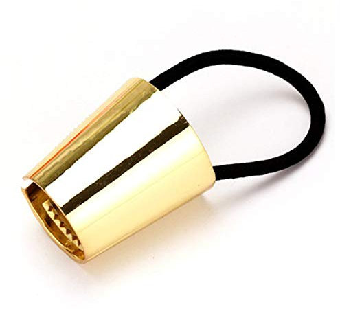 Beaupretty Haargummi Pferdeschwanz Manschette Metall Kreis Haar Manschette Punk Elastisches Haarseil für Frauen Mädchen (Golden)