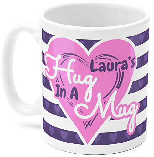 Laura's Mug, Cup, Laura's Hug in A Mug, (Pink and Purple)