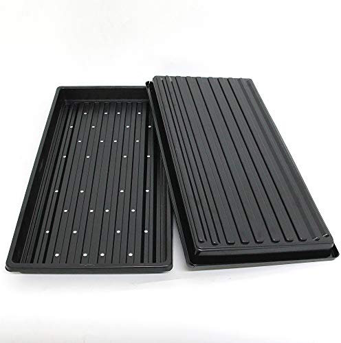 10 bandejas para cultivar microgreens (paquete de 10) bandejas de 10 x 20 pulgadas premium poco profundas para cultivar microgreens y pasto de trigo, 5 bandejas con agujeros y 5 bandejas sin agujeros