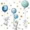 Wandsticker personalisiert Sticker Aquarell Tiere mit Name Wandtattoo für Kinderzimmer Babyzimmer Spielzimmer Mädchen Junge Y037 (Nr. 5 Hasen mit Ballons, Ohne Wunschname)