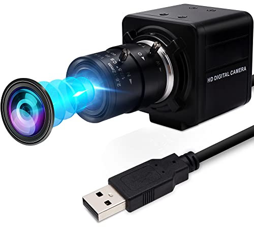 ELP Web Kamera 1080P mit 2.8-12mm Zoom Objektiv,2MP OV4689 60fps Weitwinkel Webcam Plug&Play für PC,Desktop,Variable Fokus FHD Industriekamera USB,720P@120fps,360P@260fp Mini Videokonferenz Kamera