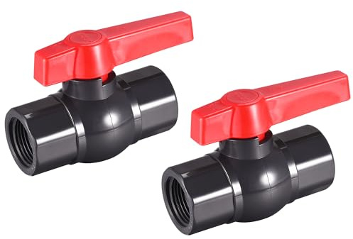 sourcing map 2Stk PVC Ventil G3/4 Innengewinde Kugelventil Schwarz Rot | Für Aquariumaufbau Sumpfpumpe Pool Gartensprinkler