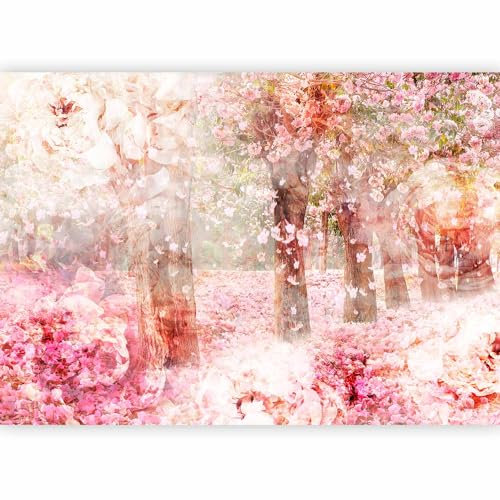 murando - Papier peint panoramique nature 450x315 cm - Revêtement mural décoration pour chambre salon - Design moderne - Rouge rose marron beige - Fleurs arbres paysage nature b-C-0820-a-a