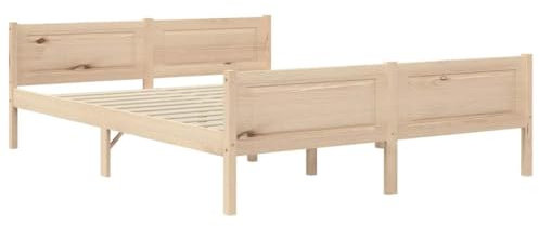 vidaXL Cadre de Lit Sommier à Lattes Lit Double Adulte Cadre à Lattes sur Pied Chambre à Coucher Maison Intérieur 140x200 cm Bois de Pin Massif