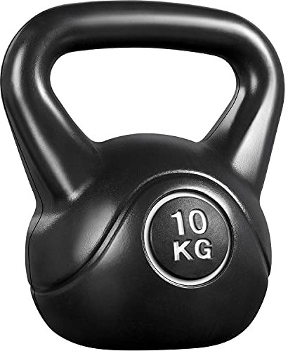 Yaheetech Kettlebell 10 kg per Sport Fitness Palestra in HDPE e Cemento con Maniglia Ergonomica Antiscivolo Attrezzo Sportivo da Costruzione Muscolare e Allenamento di Forza Nero