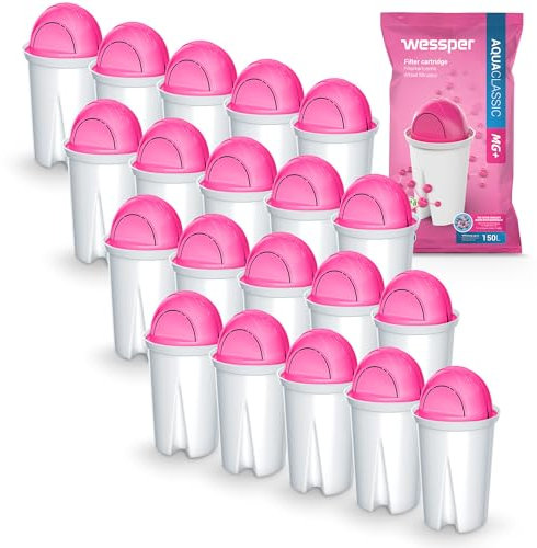 Wessper Classic Wasserfilter Kartuschen mit Magnesium | Ersatz für Aquaphor Standard, Brita Classic, Dafi Classic Filterkartusche | Reduziert Kalk und Chlor | Reineres Wasser | Pack 20