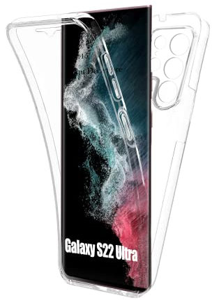 AURSTORE Coque pour Samsung Galaxy S22 Ultra- Protection intégrale Avant + arrière en Rigide, Housse Etui Tactile 360 degré - Antichoc
