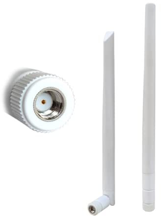 UniteCom Dualband-WLAN-Antenne, 2,4 GHz, 5 GHz, 5 dBi, Verstärkung, RP-SMA-Stecker, 90 °, abnehmbar, faltbar, für Router, Antenne, omnidirektional, WLAN, kabellos, Internet-Breitband, Weiß, 2 Stück