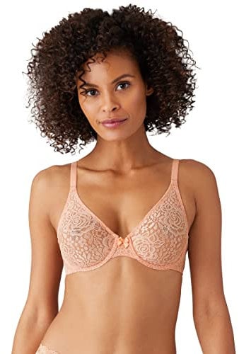 Wacoal Women's Halo Lace Unlined Convertible Underwire Bra, Opaque, Almost Apricot, 36C