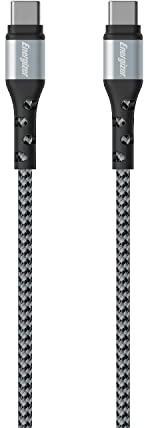 Energizer - Braided USB-C/USB-C Charging Cable - 2 m - High Strength - Silver