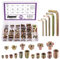 Swpeet Lot de 175 écrous filetés métriques M4 M5 M6 M8 M10 en acier au carbone plaqué zinc et écrous en T à 4 griffes avec assortiment de clés pour meubles en bois