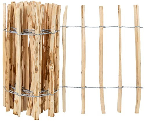 VOSS.garden 3x 5m Staketenzaun 60cm, Gartenzaun aus Haselnuss Rollzaun Teichzaun