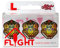 Shot! Dart-Flights L-Style EZ L1 Standardform Americana Jester Dart Flight-Set, ultra-langlebig, 150 Mikron Dicke, 90 Grad vorgeformte Flossen für maximale Genauigkeit und perfekte Aerodynamik