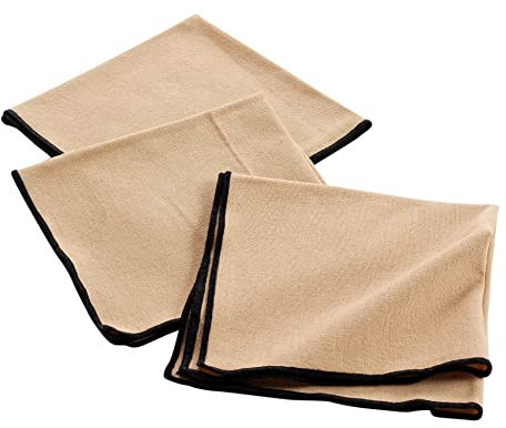 Douceur d'Intérieur, 3 Serviettes de Table (40 x 40 Cm) Mistraline Beige, Coton Recyclé