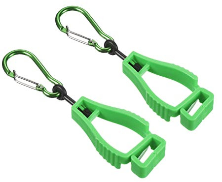PATIKIL Glove Keeper, 2 Pack Gloves Grabber Catcher Prevent Losing Hook Clips Holder Helmet Hanger for Construction Workshop, Green