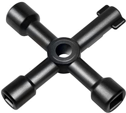 LogiLink WZ0072 - Universal-Kreuzschlüssel für Schaltschränke & Wasserabsperrsysteme mit Vierkant (6, 8 mm), Doppelbart (5,5 mm), Dreikant (10 mm)