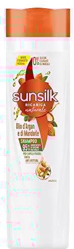 Sunsilk, Shampoo Olio d’Argan e di Mandorle, Shampoo per Capelli Fragili e Sciupati, Formula Nutriente e Rinforzante, con Olio d'Argan e Olio di Mandorle Biologico, Senza Siliconi, 400ml