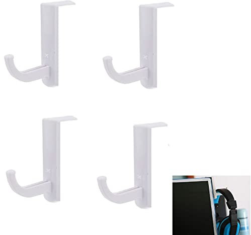 Hook Headphones Self-Adhesive, Headphone Headset Holder Monitor, Headphone Monitor Stand Holder, Universal Headset Holder, Headphone Hook, White, Adhesive Headset Hook for Home Office Headphone