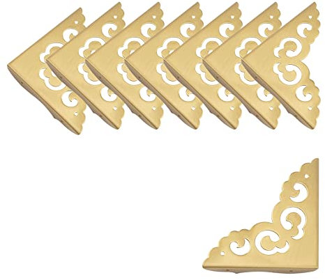 INCREWAY Metal Corner Protector Desk Corners Decorative Edge,8Pcs Polished Brass Decorative Edges and Corners for Boxes (Brass)
