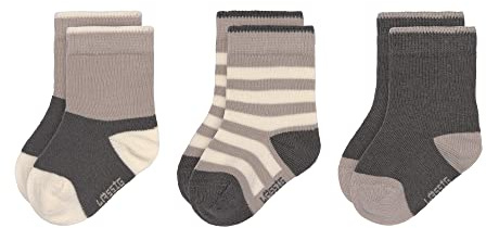 LÄSSIG Unisex Kinder- und Babysocken 3er Set/Anthrazit-Taupe Größe 23-26