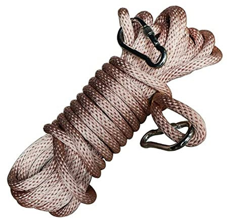 HAMIMI Sicherungsseil Outdoor-Seil Kletterseil Nylon Statisches Seil Rettungsseil Hochfestes Seil Mit 2 Stahlhaken Für Arbeiten in Der Höhe/feuerleiter/abseilen/Sport Camping Usw,12mm-15m