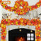 Künstliche Ahornblätter Girlande, 2 Stück Unechte Herbstlaub Künstliche Herbstblätter, Künstliche Herbstblätter mit 4 Haken für drinnen und draußen, Hochzeit, Thanksgiving, Party, Kamin, Halloween