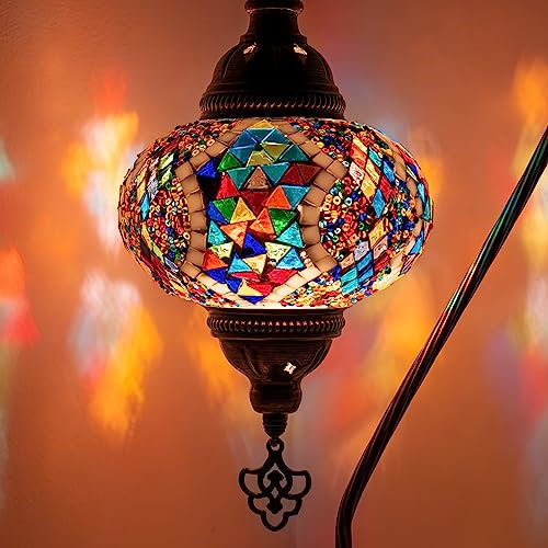 Orientalische Marokkanische Mosaik Tischampe Handgefertigte Dekorative Türkische Mosaiklampe (12. Bunt)