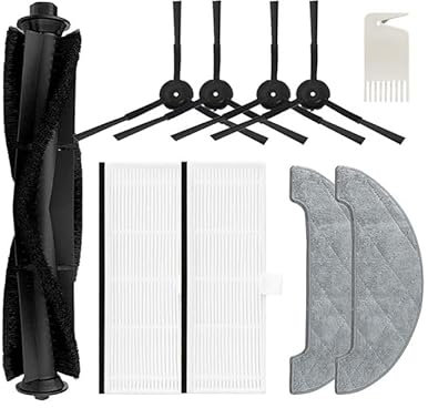 Ersatz Kompatibel mit Honiture Q6 Pro Roboter Staubsauger Ersatzteile Zubehör Hauptbürste Seitenbürste Hepa Filter Mop Lappen Staubbeutel (Set E)