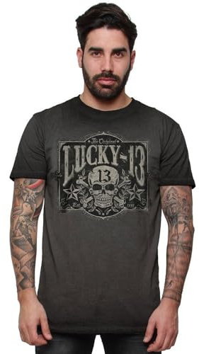 Lucky 13 Tombstone Tee - Vintage Black Männer T-Shirt schwarz meliert