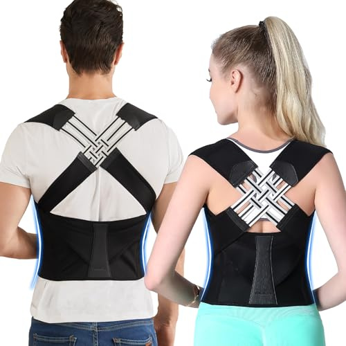 VOKOKOYA Posture Corrector for Women and Men,Adjustable Shoulder Straightener,Back Support Brace,Upper Spine scoliosis, hunchback Black Large