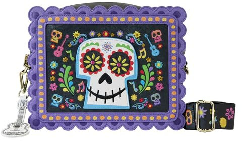 Loungefly Coco Miguel Calavera Floral Skull Crossbody Bag Geldbörse, Mehrfarbig/Meereswellen (Ocean Tides), Einheitsgröße