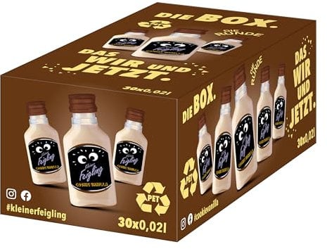 Kleiner Feigling Cookie Vanilla - 30 x 0,02 L PET - Veganer Creamlikör auf Vodka-Basis mit süßem Schokokeks-Vanille-Geschmack – Frech, cremiger Shot für jede Feier – 15 % Vol.