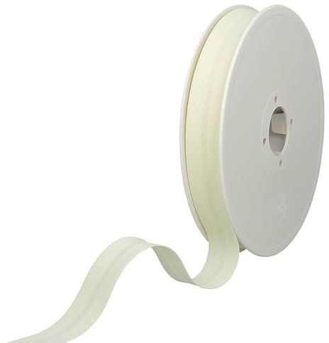 Les Petits Rubans Schrägband – 30 mm breit, gefaltet 15 mm, 25 m Rolle, 50% Baumwolle, 50% Polyester, Bordüre zum Nähen, Banner, Polster, Möbel, Paspeln, Kleidung, Decken