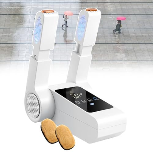 smafoseedding Secador De Zapatos con Rejilla Ajustable, Secador De Zapatos con Temporizador, Máquina Calentadora De Botas Eléctrica, Equipada con Dos Toallas De Limpieza De Zapatos
