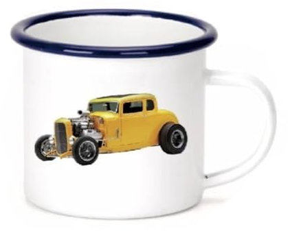 hotrodspirit - Emaille-Tasse Hot Rod Highboy, Gelb, Emaille-Tasse, 2 Logos