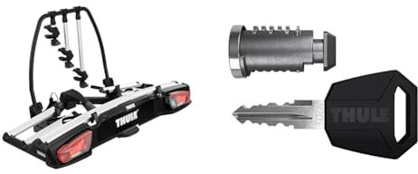 Thule VeloSpace XT Fahrradträger für Anhängerkupplung 3 Fahrräder Silber & One-Key System 6-Pack Black Black 4 Lock cylinders