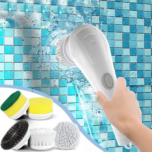 Deals Of The Day Lightning Deals Electric Cleaning Brush - Rechargeable Cleaning Tools Grout Brush Electric Cleaning Brush With 5 Brush Heads Suitable For Bathroom Wall Tiles Floor Bathtub