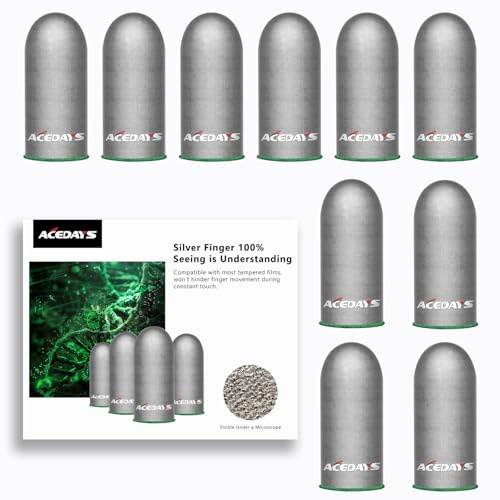 ACEDAYS Gaming Finger Sleeves, 100% Visible Silver Fibres, Just Right Pressure/Breathable/Sweatproof, Upgrade Gaming Gloves for PUBG Mobile/Knives Out/Call of Duty Mobile
