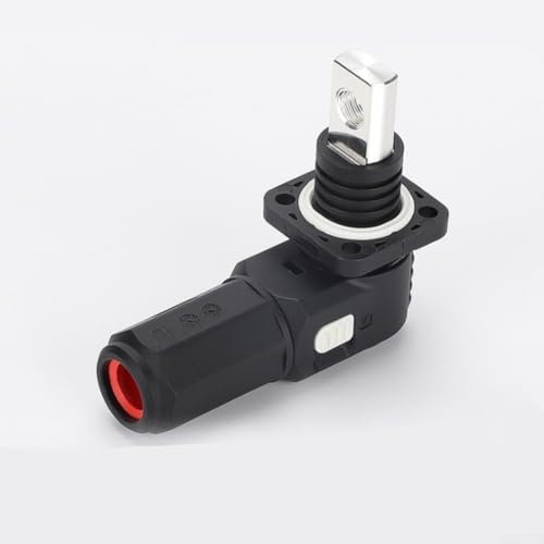 Energy Storage Connector, 200A Battery Terminal, Silver Plated Copper, 90 Degrees Elbow (Black)