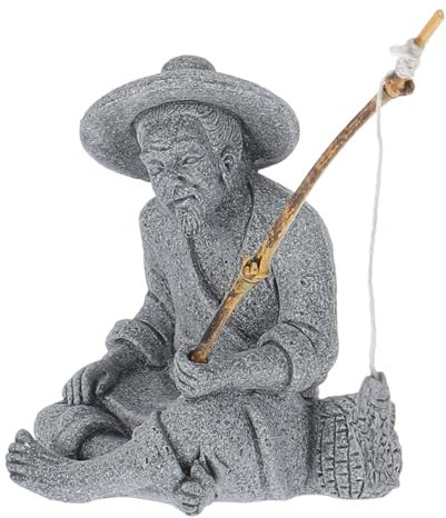 HYTROVE Mini-gartenstatue Mann-Angler-Statue Chinesische Fischerfigur Mini-anglerstatue Aquariumstatue Dekoratives Ornament Für Bonsai Fischtank-Figur Mikro-landschafts-Ornament Angler-