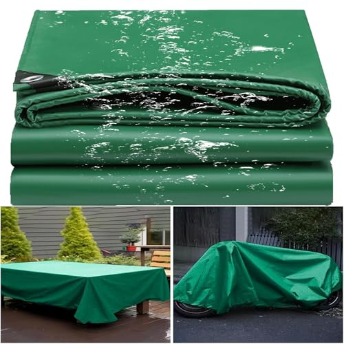 Lona Impermeable con Ojales 4 x 6 m Resistente a Los Rayos UV Lonas para Piscinas Varios Tamaños con Cuerda de 10M para Jardín Piscina Coche, Verde
