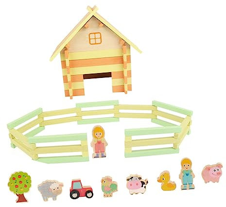 ifundom Holzspielzeug Für Kinder – Bauernhof-hütten-Set – Lernspiele – Sicher Für Kleinkinder