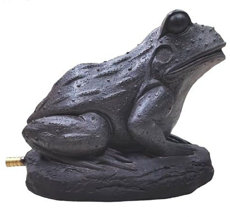 Resin Frog Water Spitter Statue - Aerating Pond Fountain Pump Attachment, Black Rustic Garden Decor
