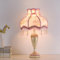 Mengjay Vintage Tischlampe mit Blumenmuster,Nachttischlampe,Deko Wohnzimmer E27 Tischlampe Vintage Schlafzimmer Stoff Lampenschirm, Schreibtischlampe Nordischer Stil Art Nachtlampe